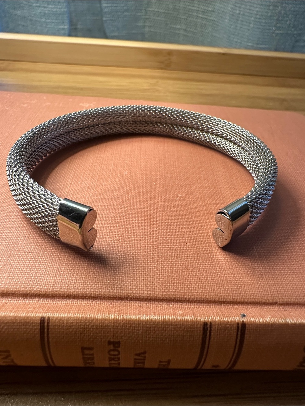 Men's Silver Mesh Open Cuff Bracelet